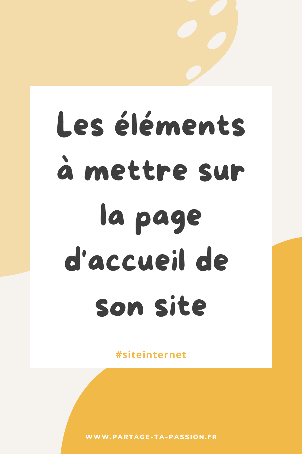 éléments à mettre sur la page d'accueil de son site