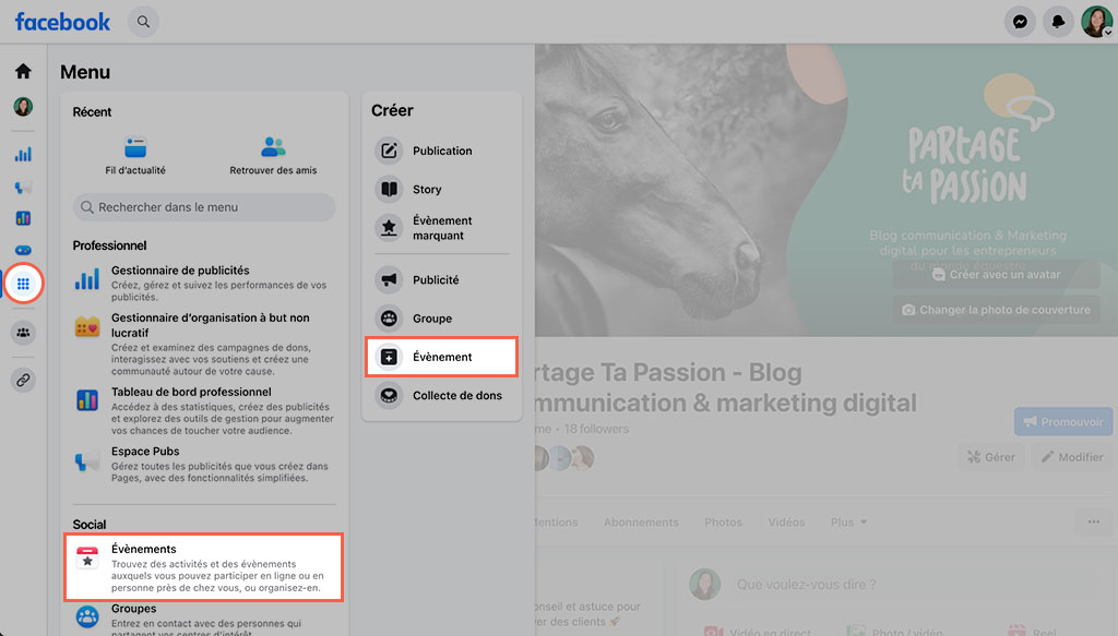 etape 2 créer évènement facebook